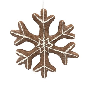 ORN FABRIC GINGERBREAD SNOWFLAKE 8"X9" BROWN/WHITE