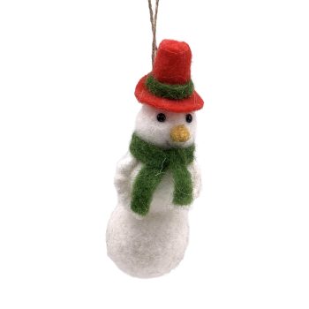 ORN FELT SNOWMAN 2"X5.5" WHITE W/RED HAT