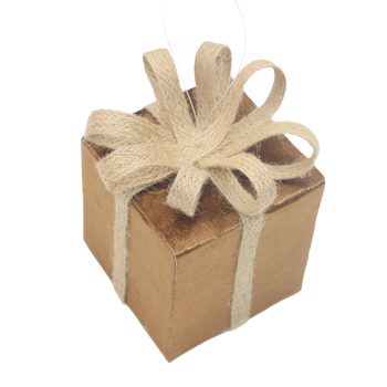 ORN GIFTBOX VELVET 4" BROWN W/BOW