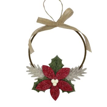 ORN RING 6" RED/GREEN FELT POINSETTIA W/BOW