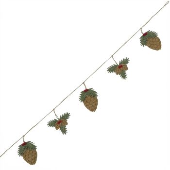 GARLAND FELT 53" PINE CONES RED/GREEN/BROWN