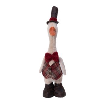 PLUSH STANDING DUCK 18" CREAM/BROWN /RED