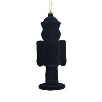 ORN NUTCRACKER FLOCKED 205MM/8" NAVY