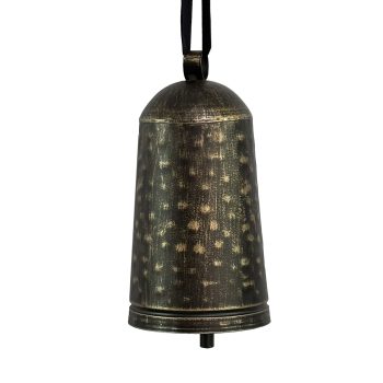 BELL METAL (COW) 5"X10" BLACK/GOLD FINISH W/BOW