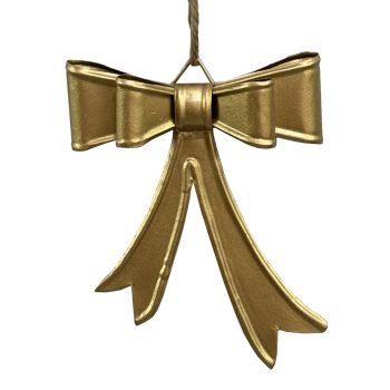 BOW METAL 4"X5" ANTIQUE GOLD JUTE HANGER