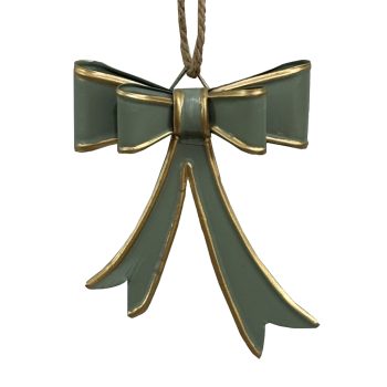 BOW METAL 4"X5" GREEN/GOLD JUTE HANGER