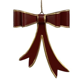 BOW METAL 6"X8" RED/GOLD JUTE HANGER