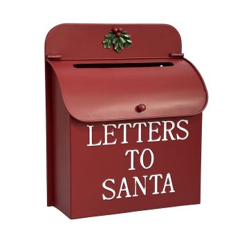 MAILBOX METAL 10"X12" "LETTERS TO SANTA" RED/WHITE