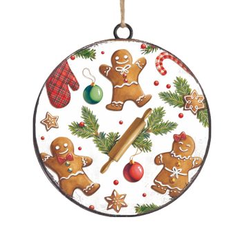 ORN METAL DISC 4" GINGERBREAD COOKIES