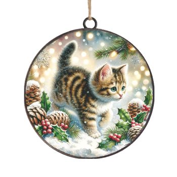 ORN METAL DISC 4" KITTEN