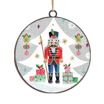 ORN METAL DISC 4" NUTCRACKER