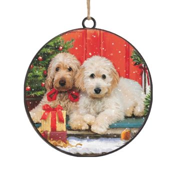 ORN METAL DISC 4" POODLES