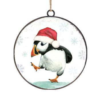 ORN METAL DISC 4" PUFFIN