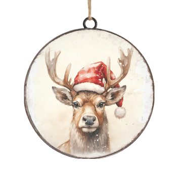 ORN METAL DISC 4" REINDEER