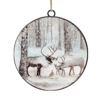 ORN METAL DISC 4" REINDEER