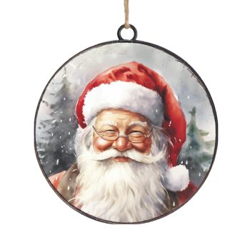 ORN METAL DISC 4" SANTA