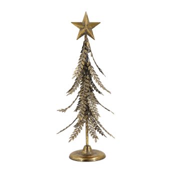 TREE METAL (PINE) 23"X8" ANTIQUE GOLD W/STAR ON TOP