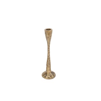 CANDLE HOLDER METAL7.5"X3 HAMMERED GOLD FINISH (TAPER)