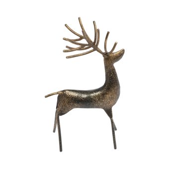 REINDEER METAL 5"X9" ANTIQUE GOLD FINISH