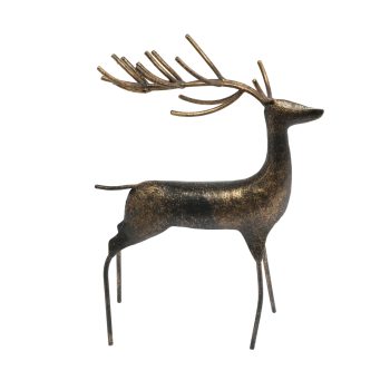 REINDEER METAL 7.5"X12" ANTIQUE GOLD FINISH