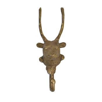 METAL WALL HOOK 3"X3" REINDEER HEAD GOLD