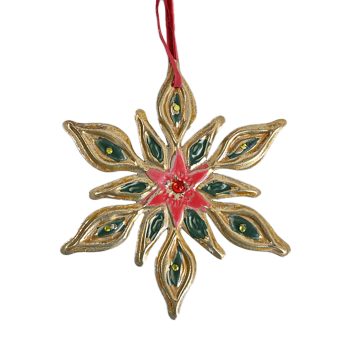 ORN METAL SNOWFLAKE 6"X6" GOLD/GREE.N TWO-SIDED IRON