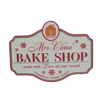 SIGN/WALL DECOR 14"X10" CREAM/RED MRS CLAUS BAKE SHOP