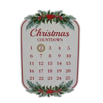 WALL DECOR METAL 11"X16" CREAM CHRISTMAS COUNTDOWN