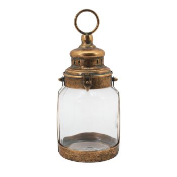 LANTERN METAL 6"X6"X15" ANTIQUE GOLD FINISH