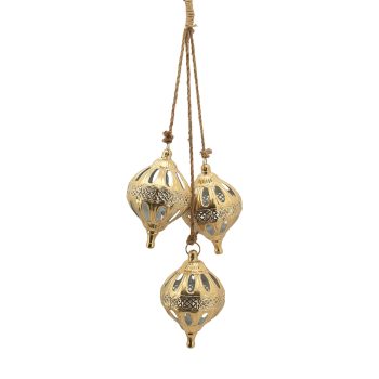 BELL/FINIAL METAL 10"X10"X29.5" 3 BELLS W/ROPE GOLD FINISH