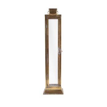 LANTERN METAL RECTANGLE 6.5"X6.5"X27" GOLD FINISH