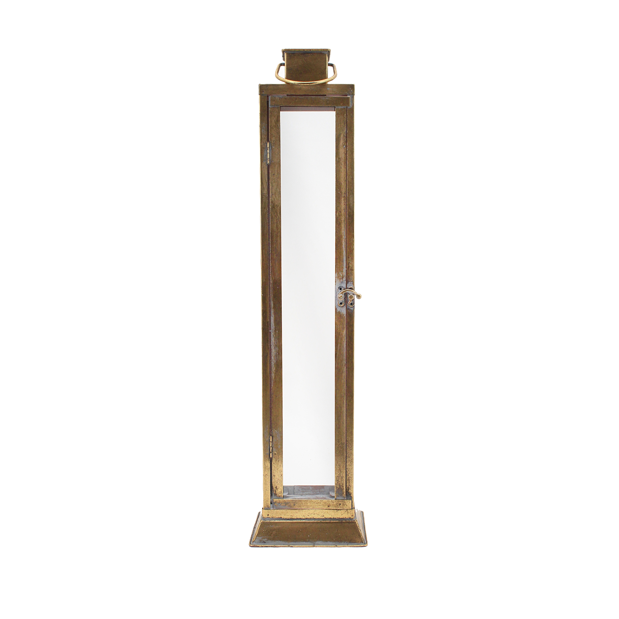 LANTERN METAL RECTANGLE 6.5"X6.5"X27" GOLD FINISH