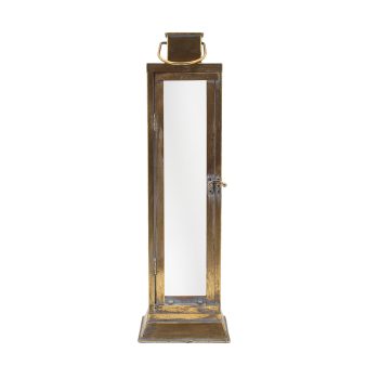 LANTERN METAL RECTANGLE 6.5"X6.5"X21.5" GOLD FINISH