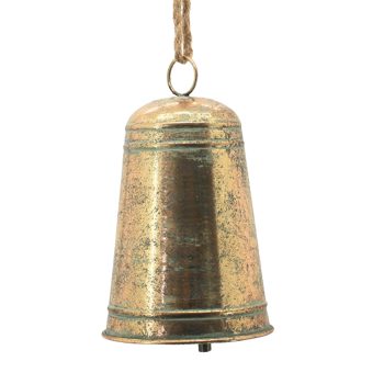 BELL (COW) METAL 6"X6"X9" 1 BELLW/ROPE ANTIQUE GOLD FINISH