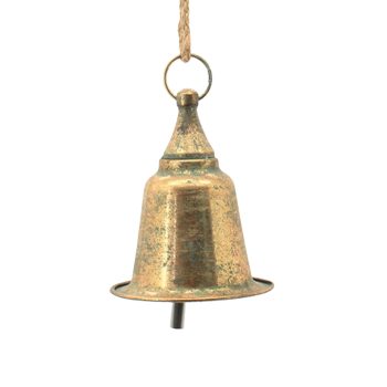 BELL (VINTAGE) METAL 5"X5"X6.5" 1 BELL W/ROPE ANTIQUE GOLD FINISH