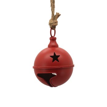 BELL (JINGLE) METAL 4"X4"X7.5" W/ROPE MATT RED