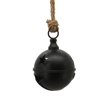 BELL (JINGLE) METAL 4"X4"X7.5" W/ROPE MATT BLACK