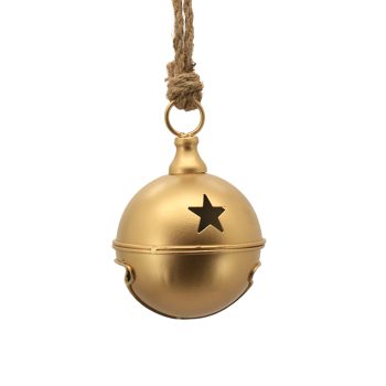 BELL (JINGLE) METAL 4"X4"X7.5" W ROPE MATTE GOLD