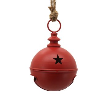 BELL (JINGLE) METAL 5"X5"X8.5" 5 INCH W/ROPE MATT RED