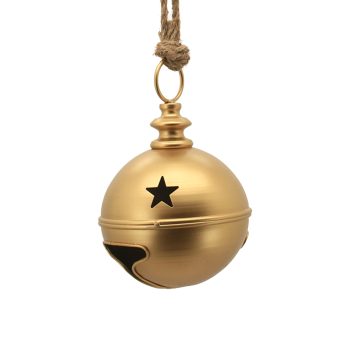 BELL (JINGLE) METAL 5"X5"X8.5" 5 INCH W/ROPE MATTE GOLD