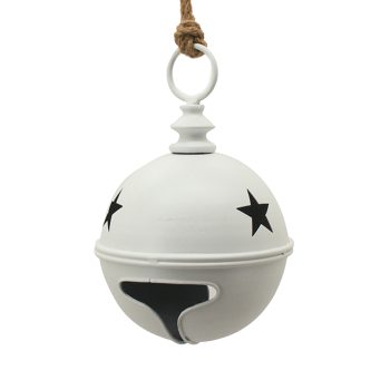 BELL (JINGLE) METAL 6.5"X6.5"X10" 6INCH W/ROPE MATT WHITE