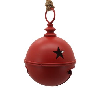 BELL (JINGLE) METAL 6.5"X6.5"X10" 6INCH W/ROPE MATT RED