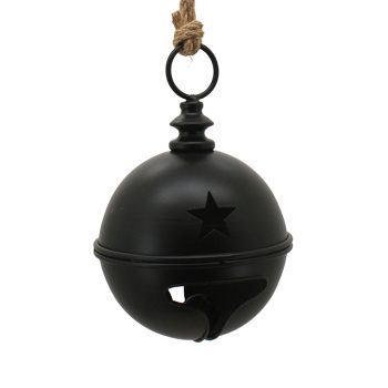 BELL (JINGLE) METAL 6.5"X6.5"X10" 6INCH W/ROPE MATT BLACK
