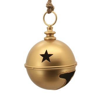 BELL (JINGLE) METAL 6.5"X6.5"X10" 6INCH W/ROPE MATTE GOLD