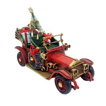 METAL CAR W/XMAS DECORS 6.5"X2.5"X4"