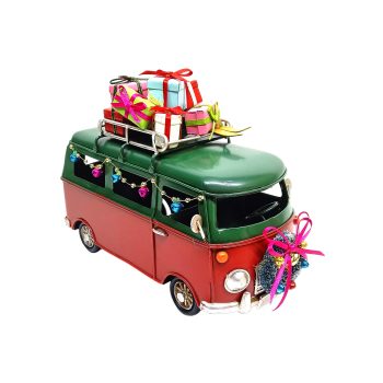 METAL BUS W/XMAS DECORS 8"X3.5"X5.5"