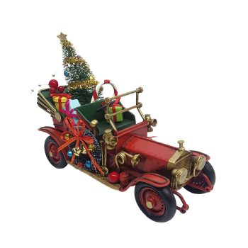 METAL CAR W/XMAS DECORS 8.5"X3.5"X6"