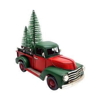 METAL TRUCK W/XMAS DECORS 10"X4"X8.5"