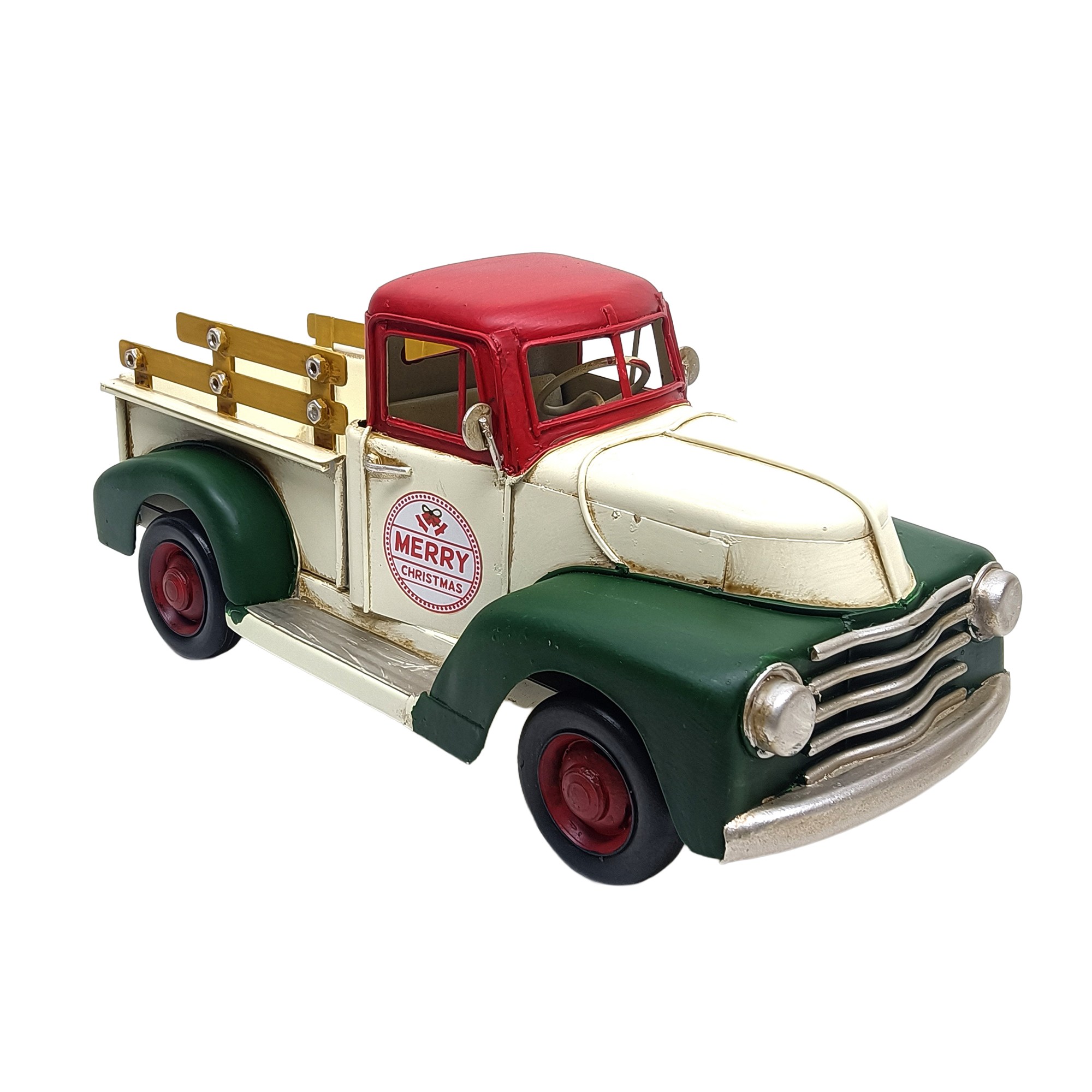 METAL TRUCK W/XMAS DECORS 10"X4"X4.5"
