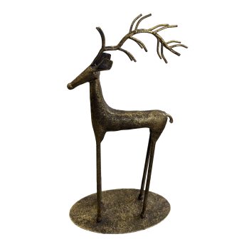 METAL REINDEER STANDING 15" RUSTIC COPPER BRONZE FINISH TABLE DECOR